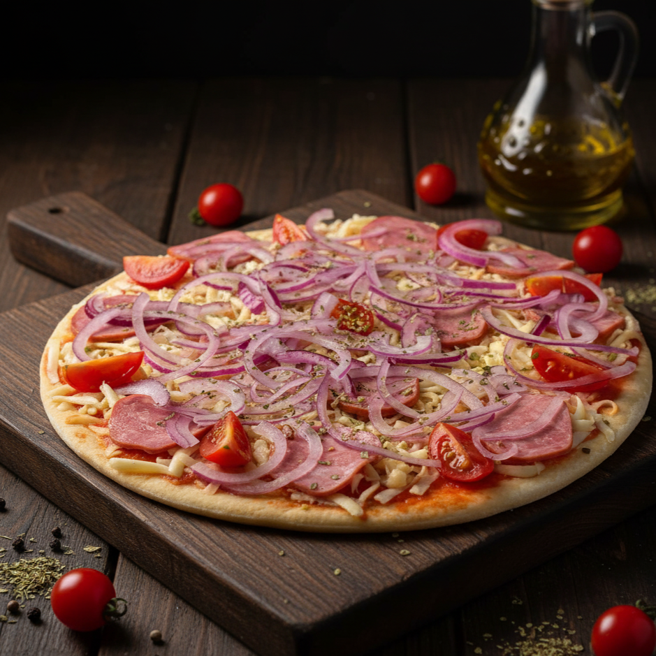 Pizza romana sabor Calabresa artesanal Benn